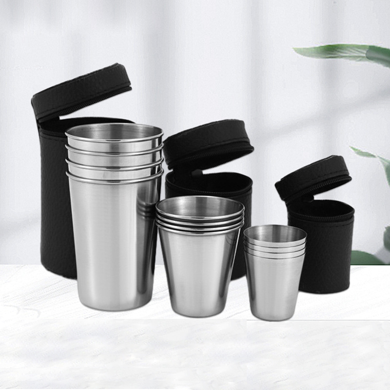 Whisky Beer And Wine - 4Pcs Outdoor Practical Travel Stainless Steel