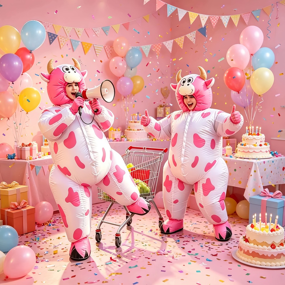 Cocktail Shaker Set - Funny Inflatable Pink Cow Costume, Adult